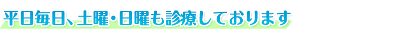 平日毎日、土曜・日曜も診療しております。