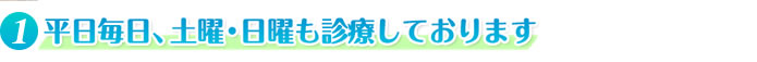 平日毎日、土曜・日曜日も診療しております